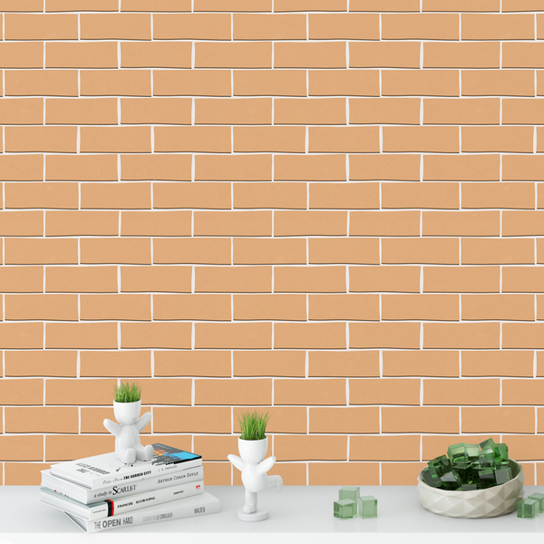 Kit 7 Rolos Papel De Parede Adesivo Desenho Tijolinho Bege