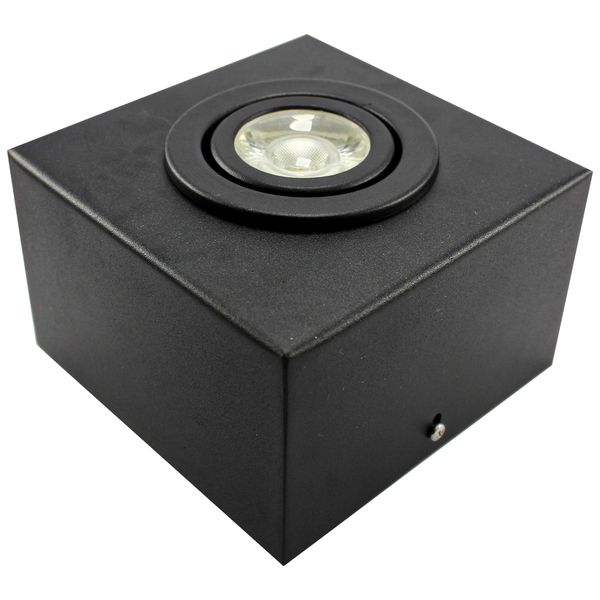Kit 7 Spot Plafon Sobrepor Box Quadrado Mr16 Preto + Led 7w B