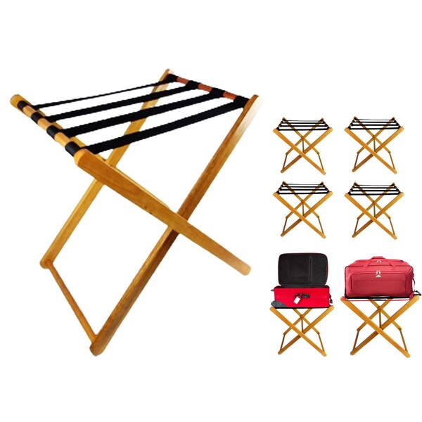 Kit 7 Suporte De Malas Bagagens Em Madeira Para Hotel Pousada