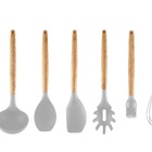 Kit 7 Talheres Em Bambu E Silicone Utensílios De Cozinha Yoi