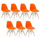 Kit - 7 X Cadeiras Charles Eames Eiffel Dsw - Base De Madeira