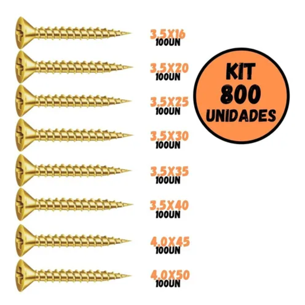 Kit 800 Parafusos Para Uso Em Moveis Marcenaria Madeira Chip