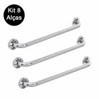 Kit 8 Alças Apoio Banheiro Inox Idoso Cadeirante Deficiente A