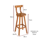 Kit 8 Banqueta Alta De Madeira Com Encosto Girafa