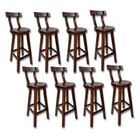 Kit 8 Banqueta Alta De Madeira Com Encosto Girafa Imbuia