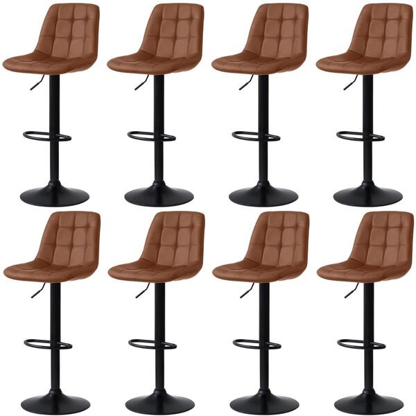 Kit 8 Banqueta Alta Elegance Estofada Com Base Giratória E Re