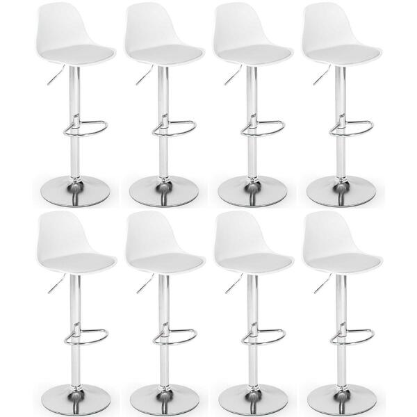 Kit 8 Banqueta Alta Leda Estofada Com Base Giratória E Regula