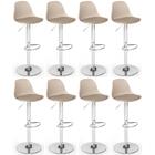 Kit 8 Banqueta Alta Leda Estofada Com Base Giratória E Regula