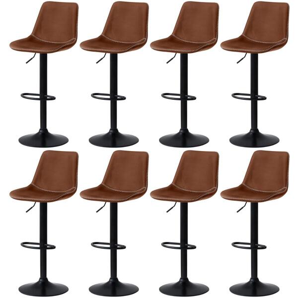 Kit 8 Banqueta Alta Vintage Estofada Com Base Giratória E Reg