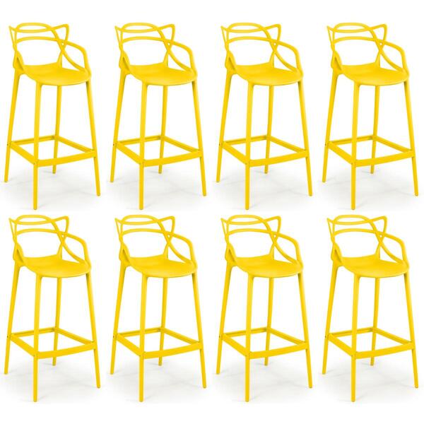 Kit 8 Banquetas Allegra Com Encosto Design Cozinha/bancada -