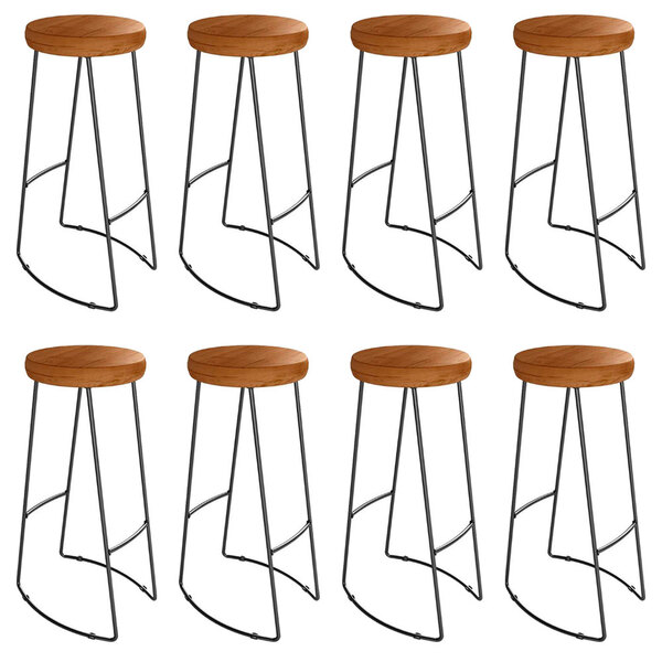 Kit 8 Banquetas Alta Astra Base Metálica - Pallazio