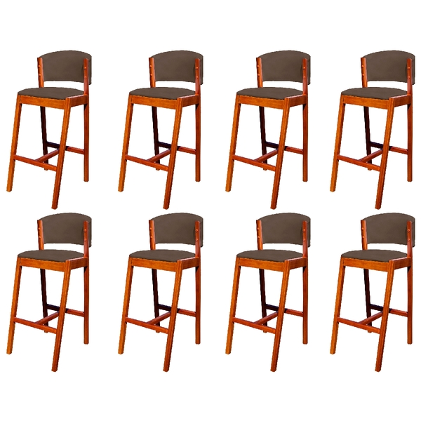 Kit 8 Banquetas Alta De Madeira Com Encosto Veludo Ana Ideal