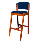 Kit 8 Banquetas Alta De Madeira Com Encosto Veludo Azul Ana I