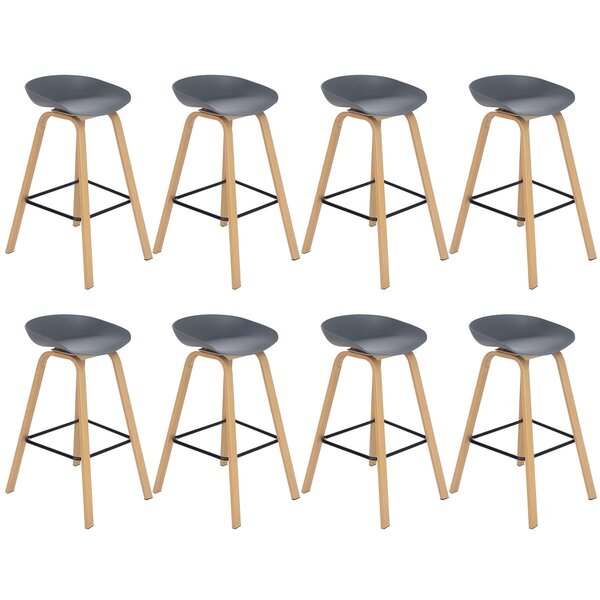 Kit 8 Banquetas Altas Bancada Cozinha Cassia Bd 76 Cm Cinza E