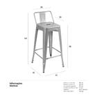 Kit 8 Banquetas Altas Iron Tolix Com Encosto 76 Cm Prata Banc