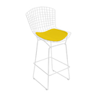Kit 8 Banquetas Bertoia Branca D60 Com Assento Amarelo