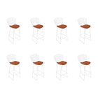 Kit 8 Banquetas Bertoia Branca D60 Com Assento Cobre