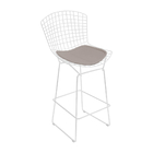 Kit 8 Banquetas Bertoia Branca D80 Com Assento Bege