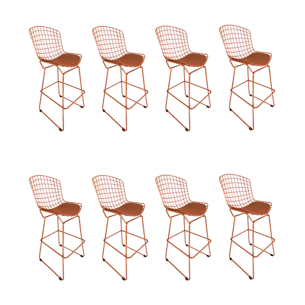Kit 8 Banquetas Bertoia Cobre D60 Com Assento Cobre