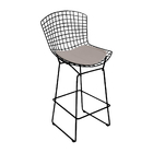 Kit 8 Banquetas Bertoia Preta D60 Com Assento Bege