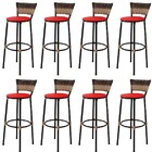 Kit 8 Banquetas Bistrô Aço Junco Sintetico Degrade Assento Ve