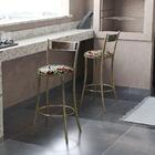 Kit 8 Banquetas Dourada Em Aço E Junco Pequim Floral Hibisco