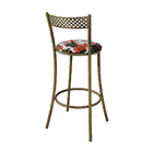 Kit 8 Banquetas Em Aço E Junco México Floral Bromelia Vermelha