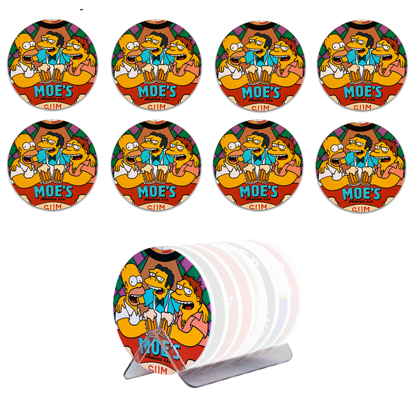 Kit 8 Bolachas Porta Copos Simpsons Em Plástico Com Suporte