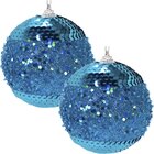 Kit 8 Bolas Árvore Natal Enfeite Azul Elegante Gliter 75cm
