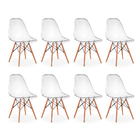 Kit 8 Cadeira Charles Eames Eiffel Wood Em Policarbonato Inco