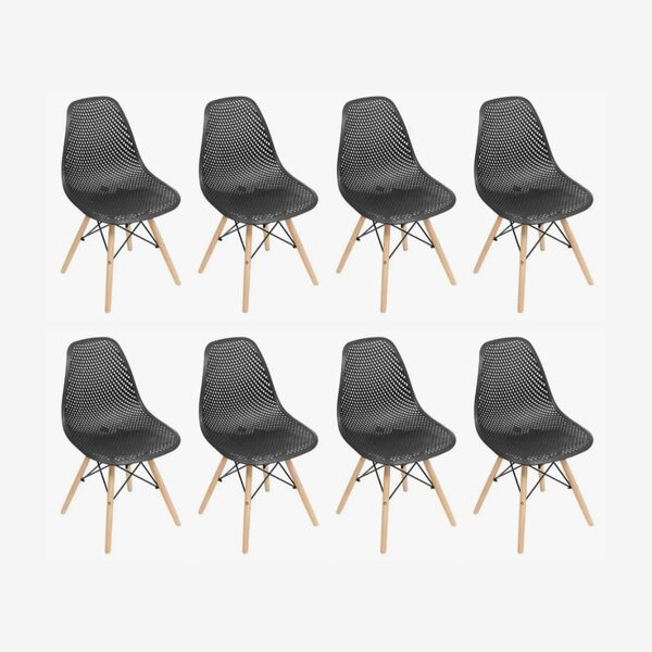 Kit 8 Cadeira Eames Eloisa Design Colmeia Preto