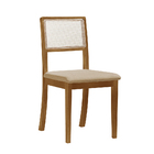 Kit 8 Cadeira Estofada Jantar Rubi Linho Madeira Maciça Bege