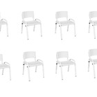 Kit 8 Cadeira Iso Infantil Creche, Escola Base Branco Branco