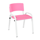 Kit 8 Cadeira Iso Infantil Creche, Escola Base Branco Rosa