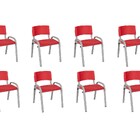 Kit 8 Cadeira Iso Infantil Creche, Escola Base Cinza Vermelho