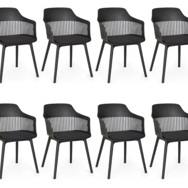 Kit 8 Cadeira Marcela Montreal Em Polipropileno Assento Estof