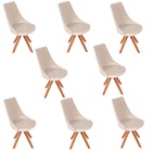 Kit 8 Cadeira Sala De Jantar Cristine Giratoria Veludo Bege E