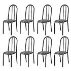 Kit 8 Cadeiras 056 América Cromo/preto Listrado - Artefamol