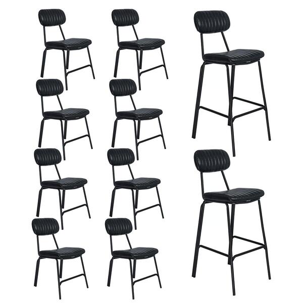 Kit 8 Cadeiras + 2 Banquetas Estofadas Industrial Loft Vintag