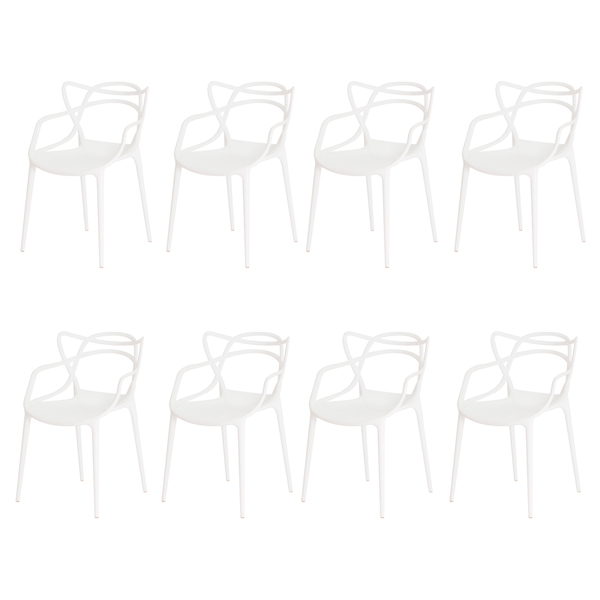 Kit 8 Cadeiras Allegra Branca Sala Cozinha Jantar