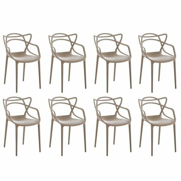 Kit 8 Cadeiras Allegra Flex 85cmx54cmx56 Cm Nude