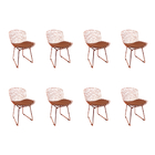 Kit 8 Cadeiras Bertoia Cobre Com Assento Cobre