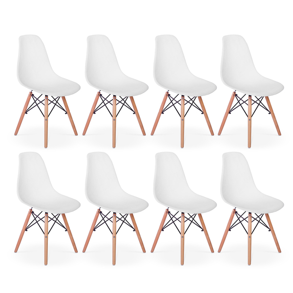 Kit 8 Cadeiras Charles Eames Eiffel Dkr Wood Design Branca