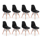 Kit 8 Cadeiras Charles Eames Eiffel Dkr Wood Design Preta