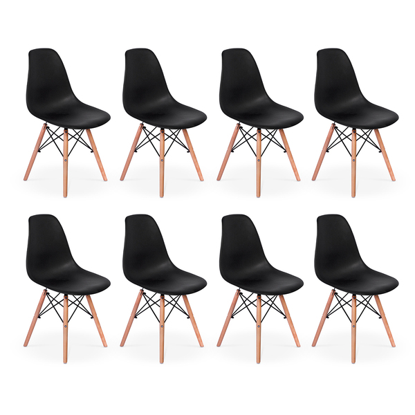 Kit 8 Cadeiras Charles Eames Eiffel Dkr Wood Design Preta