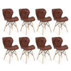Kit 8 Cadeiras Charles Eames Eiffel Slim Special Estofada Mar