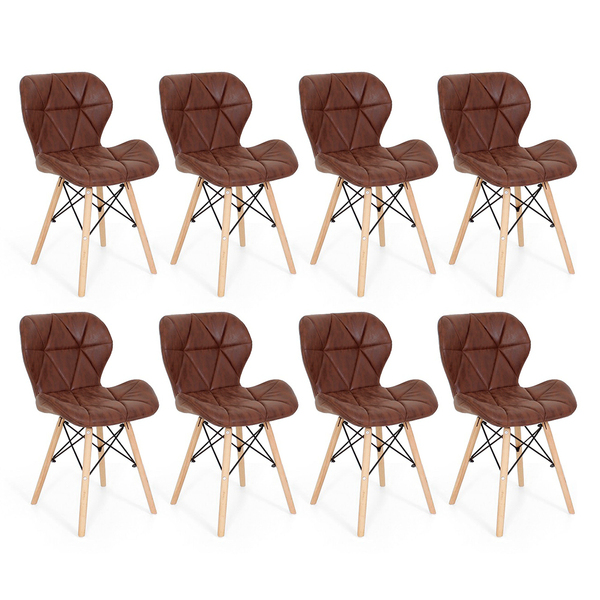 Kit 8 Cadeiras Charles Eames Eiffel Slim Special Estofada Mar