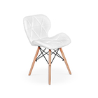Kit 8 Cadeiras Charles Eames Eiffel Slim Wood Estofada Branca