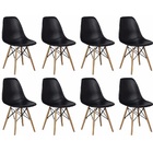 Kit 8 Cadeiras Charles Eames Eiffel Wood Design - Preta