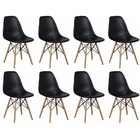 Kit 8 Cadeiras Charles Eames Eiffel Wood Design Preta